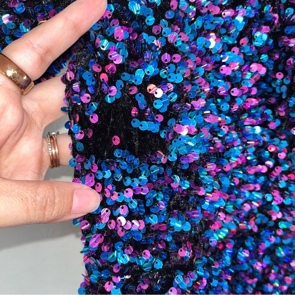 Zara blue and purple sequin mini dress Sz S - Picture 12 of 16